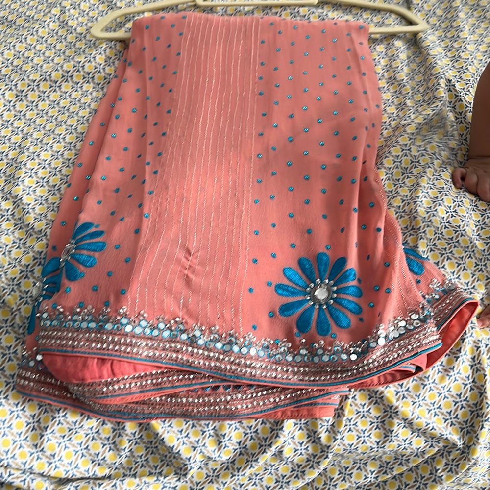 Peach saree